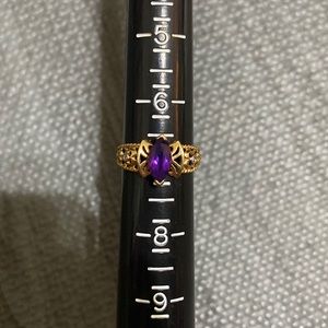 18k gold amethyst and diamond ring